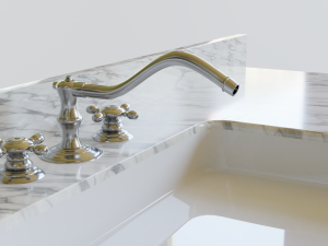 sydney bath vanity white 60 inch carrara marble single sink 3D मॉडल