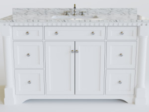 sydney bath vanity white 60 inch carrara marble single sink 3D मॉडल