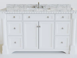 Toucador de banho sydney branco pia &uacute;nica de m&aacute;rmore carrara de 60 polegadas Modelo 3D