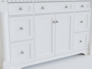 sydney bath vanity white 60 inch carrara marble single sink 3D मॉडल