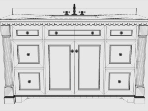 sydney bath vanity white 60 inch carrara marble single sink 3D मॉडल