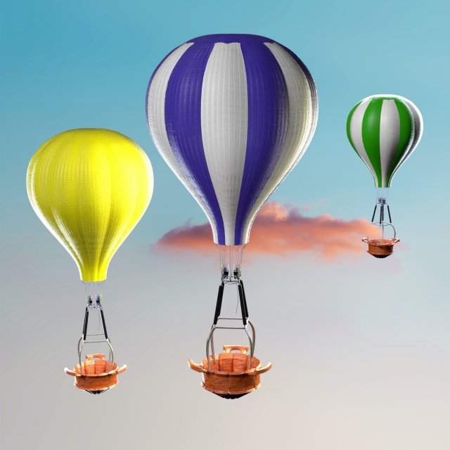 hot air balloon 3D Model .c4d .max .obj .3ds .fbx .stl .blend 