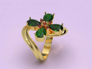 Kleeblatt-Ring 3D Modell
