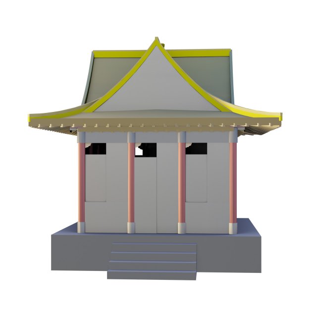 chinese temple chang le dian 3D मॉडल .c4d .max .obj .3ds .fbx .stl .blend 