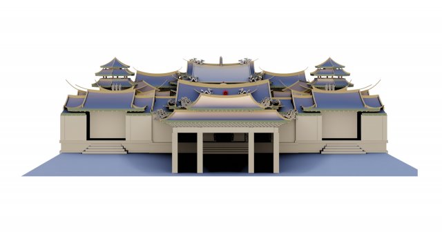 chinese temple long shan si 3D Model .c4d .max .obj .3ds .fbx .stl .blend 
