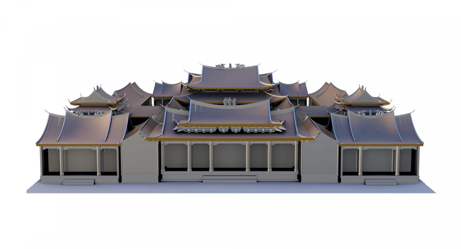 chinese temple tin hau gong 3D Model .c4d .max .obj .3ds .fbx .stl .blend