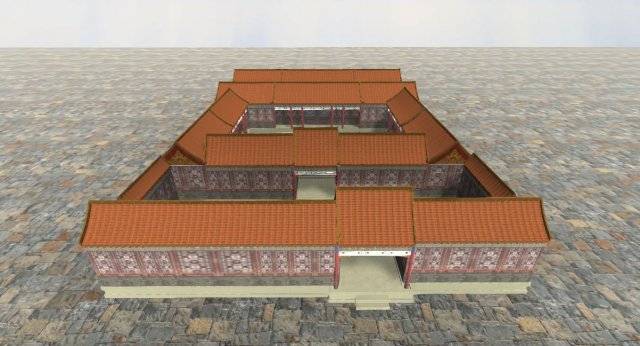chinese temple si he yuan 3D 模型 .c4d .max .obj .3ds .fbx .stl .blend