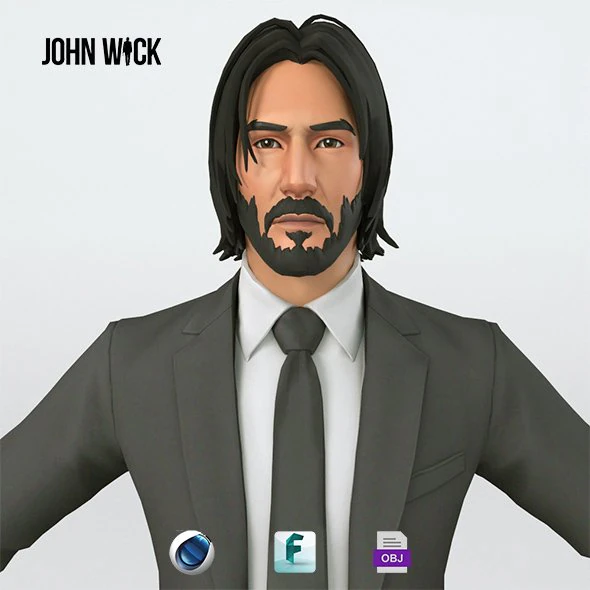 John Wick 3D Model .c4d .max .obj .3ds .fbx .stl .blend