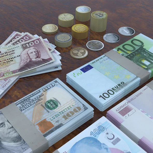 Multi Currency 3D Model .c4d .max .obj .3ds .fbx .stl .blend 