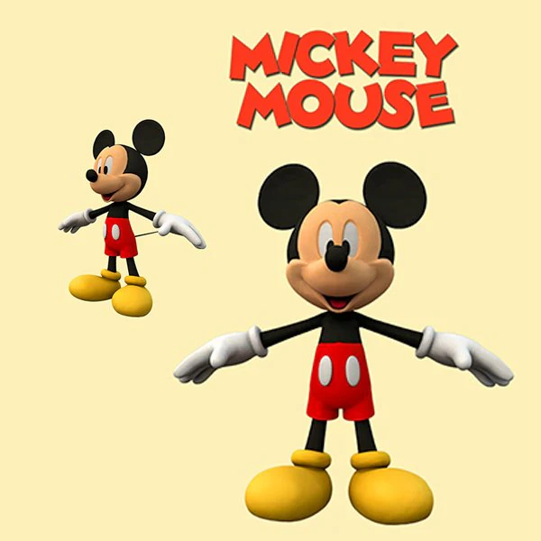 Mickey Mouse 3D 3D Model .c4d .max .obj .3ds .fbx .stl .blend 