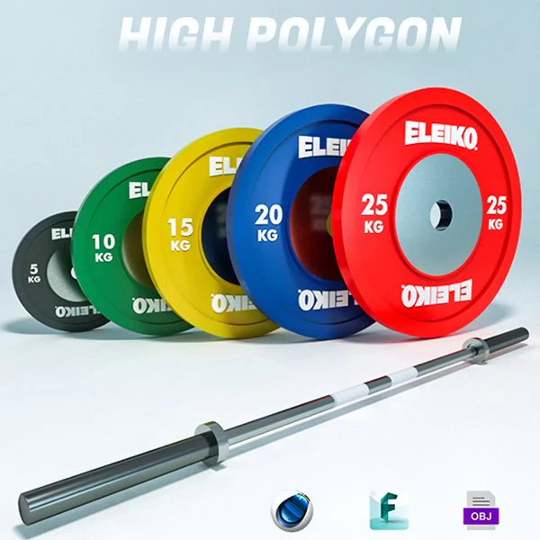 Set bilancieri olimpici Eleiko Modello 3D .c4d .max .obj .3ds .fbx .stl .blend 