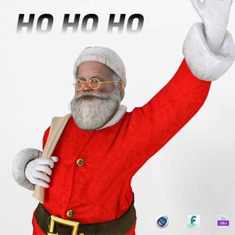 Santa Claus Ho Ho Ho 3D Model .c4d .max .obj .3ds .fbx .stl .blend 