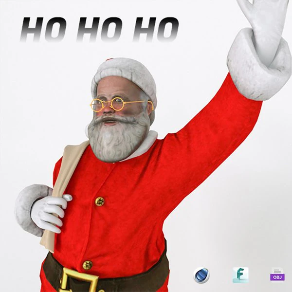 Santa Claus Ho Ho Ho 3D Model .c4d .max .obj .3ds .fbx .stl .blend