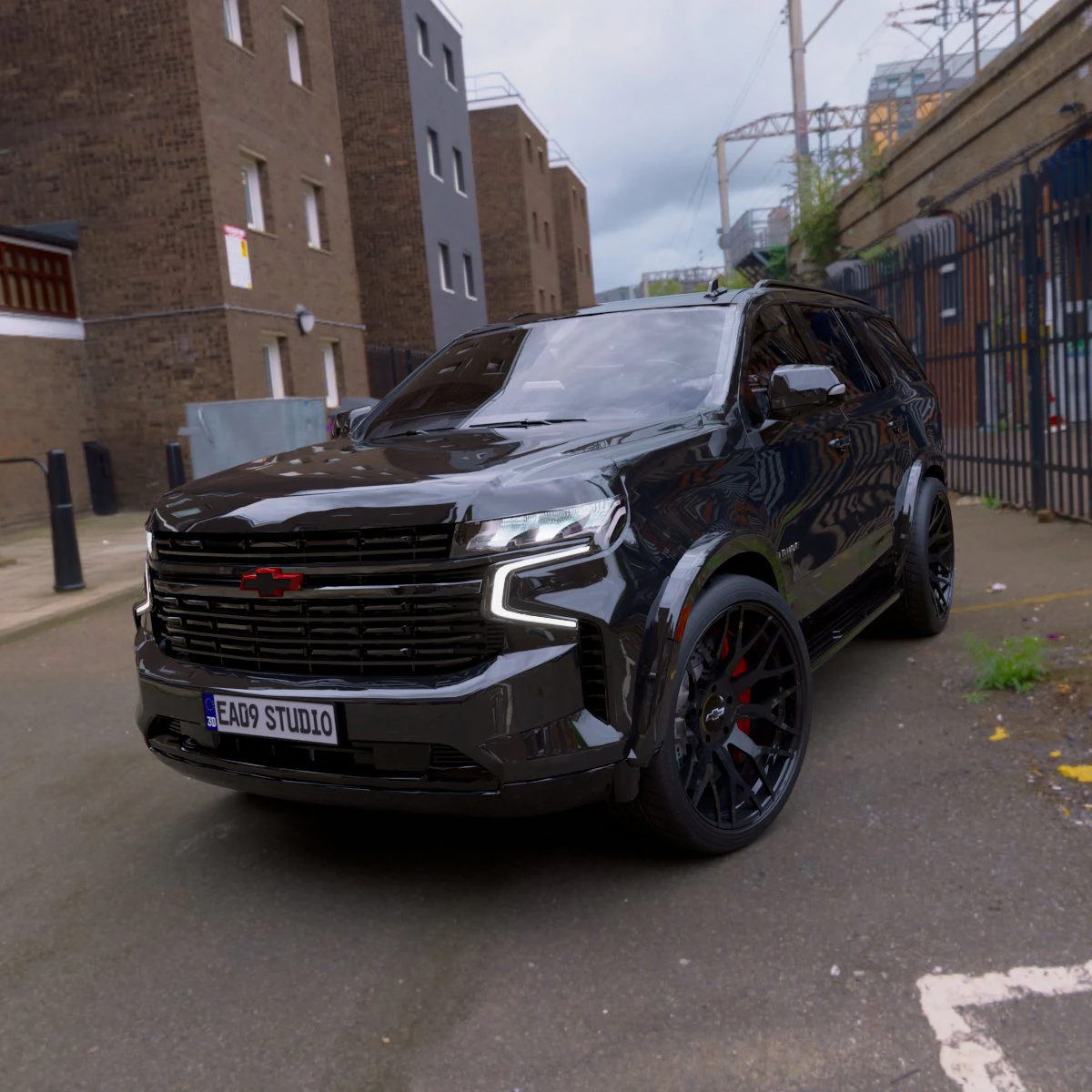 2022 Chevrolet Tahoe Vossen Hybrid 3D Model .c4d .max .obj .3ds .fbx .stl .blend 