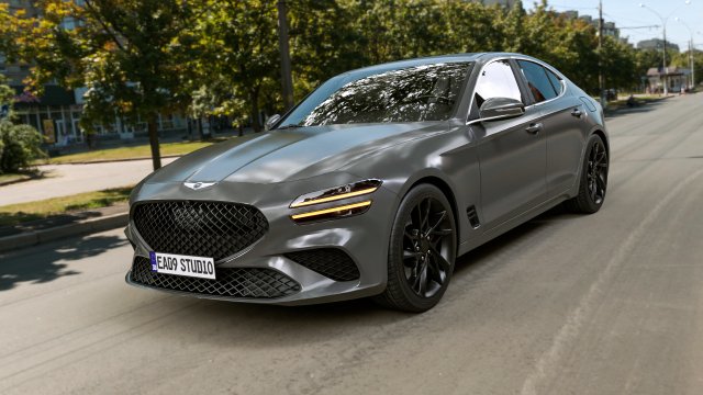 2023 Genesis G70 4WD 3D 模型 .c4d .max .obj .3ds .fbx .stl .blend 