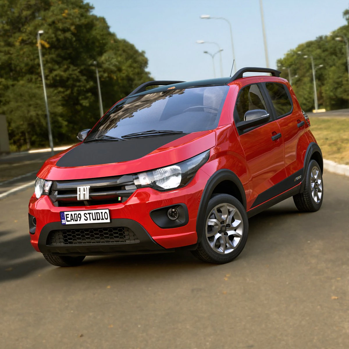 Fiat Mobi Trekking 2023 3D Model .c4d .max .obj .3ds .fbx .stl .blend