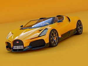 2024 Бугатти W16 Мистраль 3D Модель