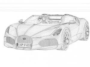 2024 Bugatti W16 Mistral 3D Model