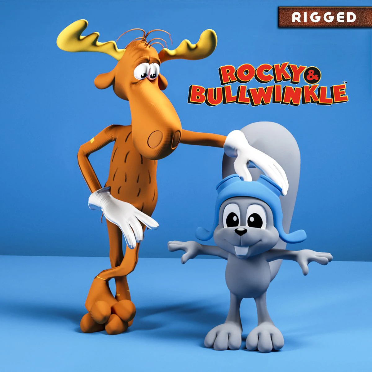 Rocky Bullwinkle Rigged 3D Model .c4d .max .obj .3ds .fbx .stl .blend 