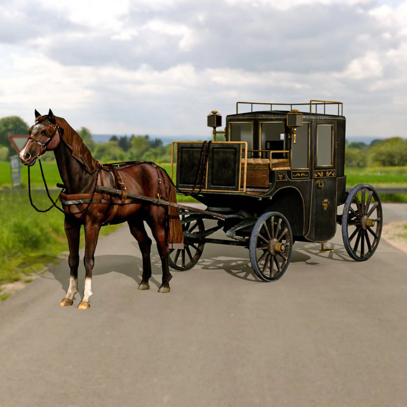 Horse Carriages 3D Model .c4d .max .obj .3ds .fbx .stl .blend 