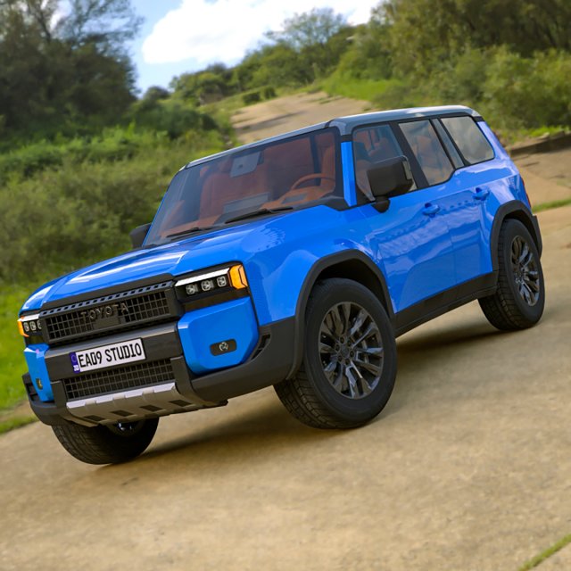 2024 Toyota Prado 3D Модель .c4d .max .obj .3ds .fbx .stl .blend