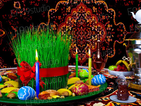 Novruz Semeni Pack realistic scene 3D Model