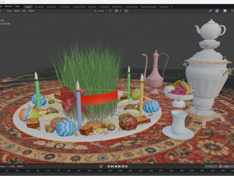 Novruz Semeni Pack realistic scene 3D Model
