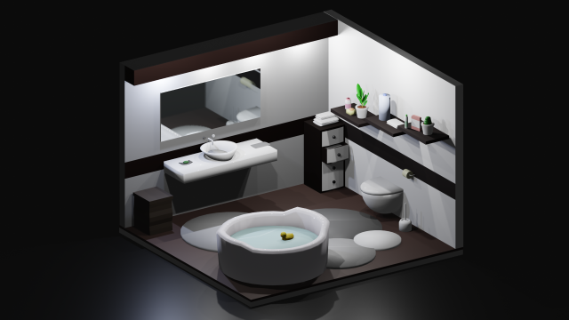 bathroom in dark tones 3D Model .c4d .max .obj .3ds .fbx .stl .blend 