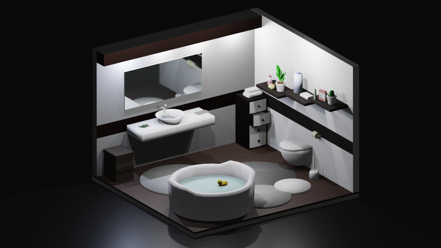 bathroom in dark tones 3D Model .c4d .max .obj .3ds .fbx .stl .blend