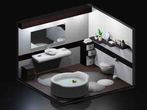 bathroom in dark tones 3D 모델