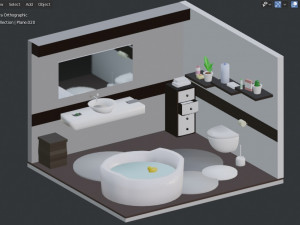 bathroom in dark tones 3D Model