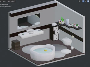 bathroom in dark tones 3D Model