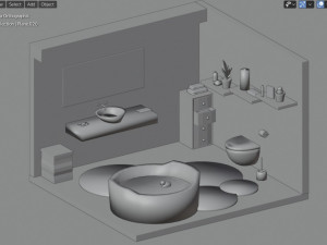 bathroom in dark tones 3D Model