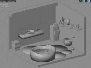 bathroom in dark tones 3D Model