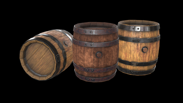 wooden barrel 3D 模型 .c4d .max .obj .3ds .fbx .stl .blend