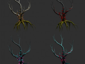 12 Stylised Trees in 4 Color Options Modello 3D