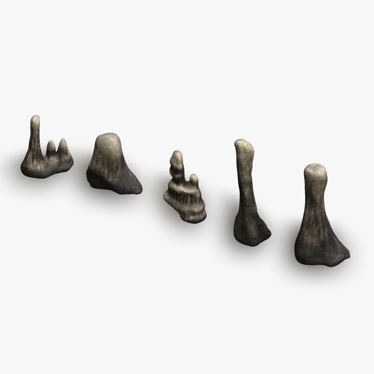 5 Cave Rocks in 4 Texture Options 3D Model .c4d .max .obj .3ds .fbx .stl .blend 