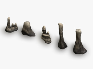 5 Cave Rocks in 4 Texture Options Modelo 3D