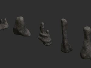 5 Cave Rocks in 4 Texture Options 3D Model