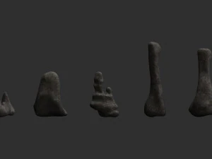 5 Cave Rocks in 4 Texture Options 3D Model
