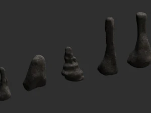 5 Cave Rocks in 4 Texture Options 3D Model