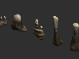 5 Cave Rocks in 4 Texture Options 3D Model