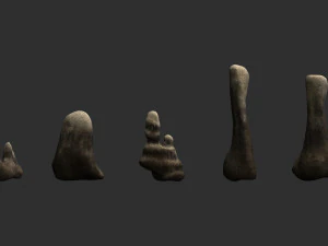 5 Cave Rocks in 4 Texture Options 3D Model