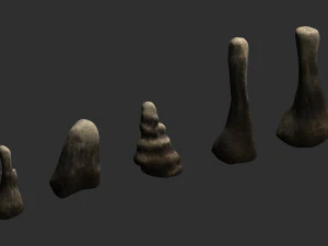 5 Cave Rocks in 4 Texture Options 3D Model