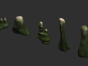 5 Cave Rocks in 4 Texture Options 3D Model