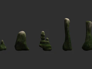 5 Cave Rocks in 4 Texture Options 3D Model