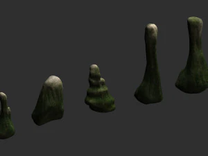 5 Cave Rocks in 4 Texture Options 3D Model