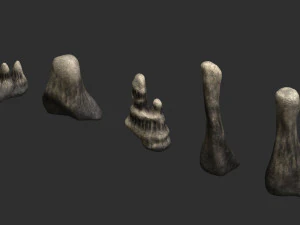 5 Cave Rocks in 4 Texture Options 3D Model