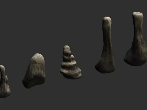 5 Cave Rocks in 4 Texture Options 3D Model