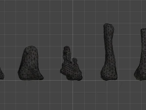 5 Cave Rocks in 4 Texture Options 3D Model